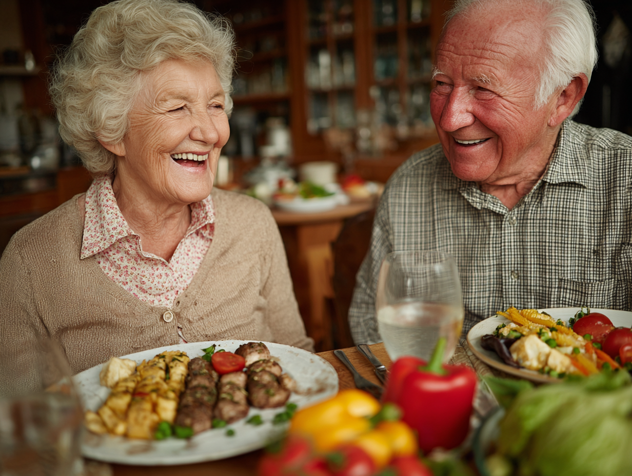 Cuplu de seniori gătind împreună